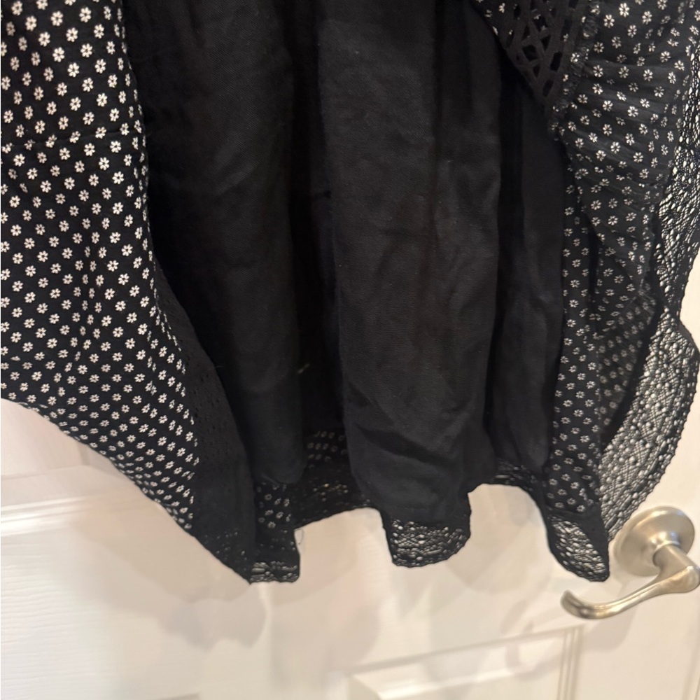 Free People Black & White Floral Dot Lace-Trim Midi Dress - Picture 6 of 11